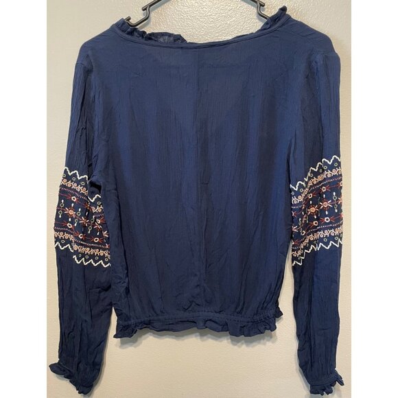 NWT American Eagle Boho Embroidered Blouse | Tassel Tie | XS - Picture 5 of 8